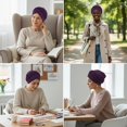 thumbnail image 3 of Miaocao African Women Turban Caps Beanie Twist Headscarf Pre Tied Double Braid Headwrap Hat, 3 of 9