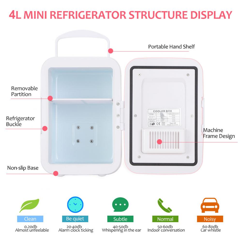Portable Refrigerator for Home Office Car EUZeo Pink Mini Fridge 6 Litre Electric Cooler Warmer Portable Car Fridge Thermoelectric System Fridge Freezer 