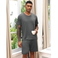 thumbnail image 5 of EKOUAER Mens Pajamas Set Soft Lounge Set V Neck Sleep Nightwear Short Sleeve Pjs with Pocket, 5 of 6