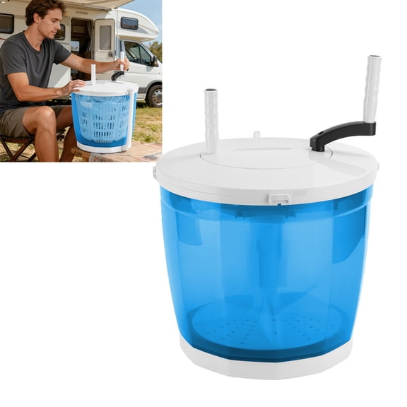 2-in-1 Hand Crank Washing Machine, Non-Electric Washer, Manual Traveling Outdoor Washing Machine with Suction Cup Base, Mini Washer Spin Dryer for Camping, Dorm, Travel, 2kg Capacity