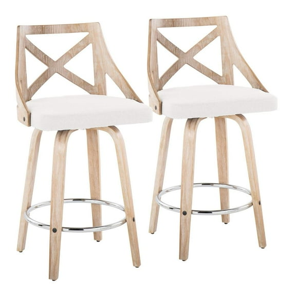 LumiSource Clear Charlotte 26" Fixed-Height Counter Stool - Set of 2