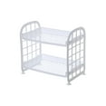 thumbnail image 2 of Estantería organizadora de plástico de doble capa para baño, cocina y escritorio - Estantería de almacenamiento blanca hueca con drenaje de malla, 2 of 6