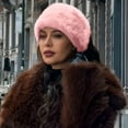 thumbnail image 2 of UTSJKR Modern Cossack Hat - Ladies Faux Fur Hats - Soft Winter Hat for Women Faux Fur Headbands for Women Pink, 2 of 5
