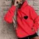 thumbnail image 3 of Sudaderas con capucha informales para mujer Otoño Invierno nuevo Tricolor Colorblock estampado de letras cuello redondo manga larga suéter femenino, 3 of 5