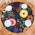 thumbnail image 2 of 56 Inch Round Table Cover Bohemian Floral Style, Elastic Hem Cloth for Kitchen and Entertainment Setting, 2 of 7