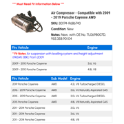 Air Compressor - Compatible with 2009 - 2019 Porsche Cayenne AWD 2010 2011 2012 2013 2014 2015 2016 2017 2018