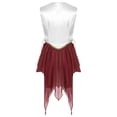 thumbnail image 2 of TiaoBug Womens Color Block Praise Lyrical Dance Dress Tunic Sides Split Irregular Liturgical Dancewear Burgundy XL, 2 of 5