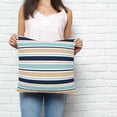thumbnail image 2 of Khaki Striped Pillow Covers 18x18 Inch Decorative Throw Pillow Cover, Navy Blue Farmhouse Stripes Modern Abstract Art Sofa Pillowcases Accent Cushion Case Home Decor Bedroom Living Room, 2 of 6