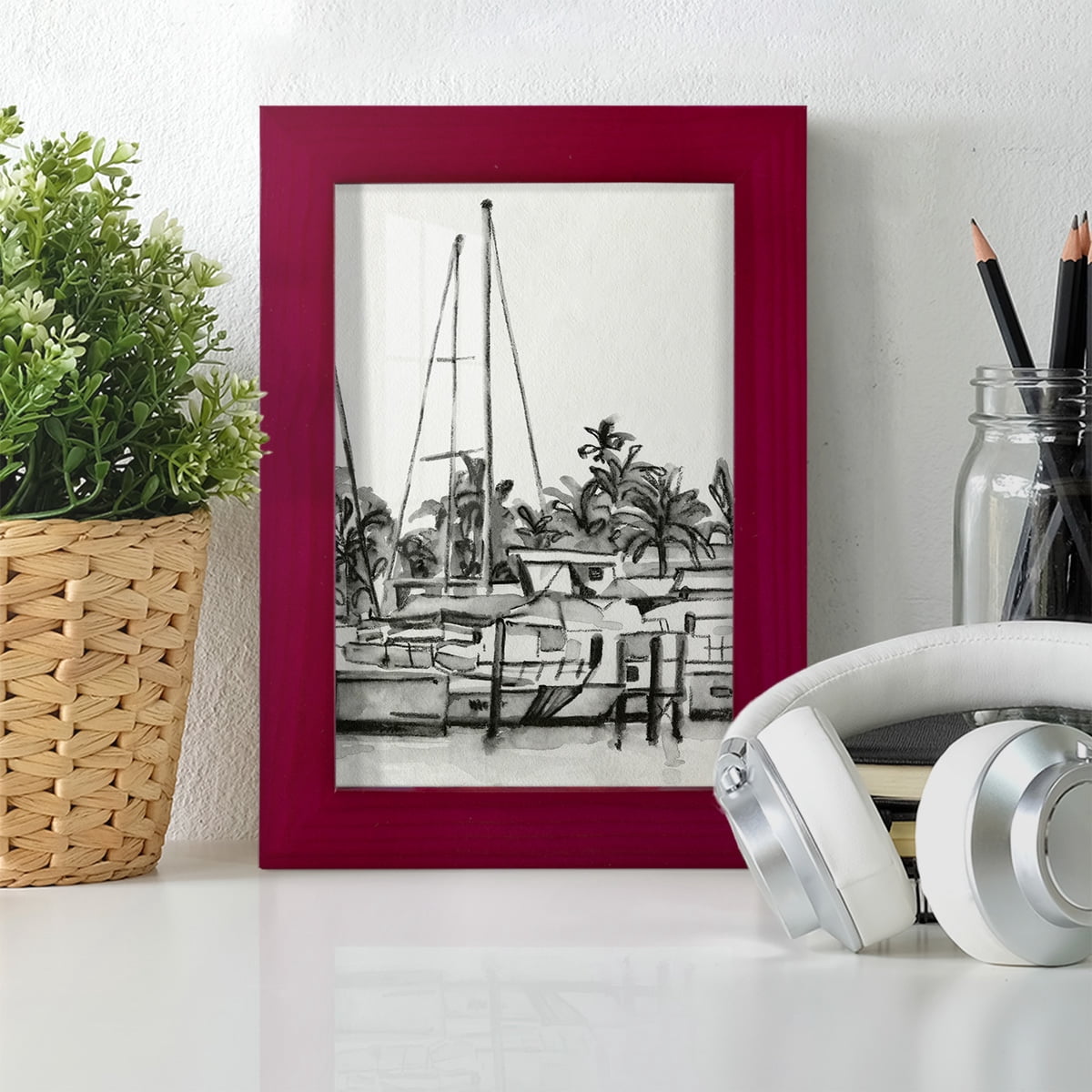 Neutral Tropics IV - Framed Print w/glass - Cherry Red