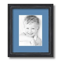 ArtToFrames 10x12 Matted Picture Frame with 6x8 Single Mat Photo Opening Framed in 1.25 Black Stain on Solid Red Oak and 2 Liberty Blue Mat (FWM-4083-10x12)