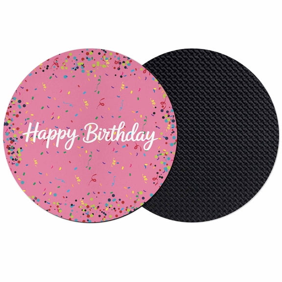 Pink Birthday Coasters Set of 2, Absorbent Coasters for Drinks, Colorful Confetti Ribbons Polka Dots Classroom Coaster for Desk Coffee Table Protection, Home Decor House Warming Gifts 4"