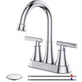 thumbnail image 1 of Grifo de baño Hurran de 4 pulgadas cromado con 2 manijas para lavabo con 3 orificios, 1 of 7