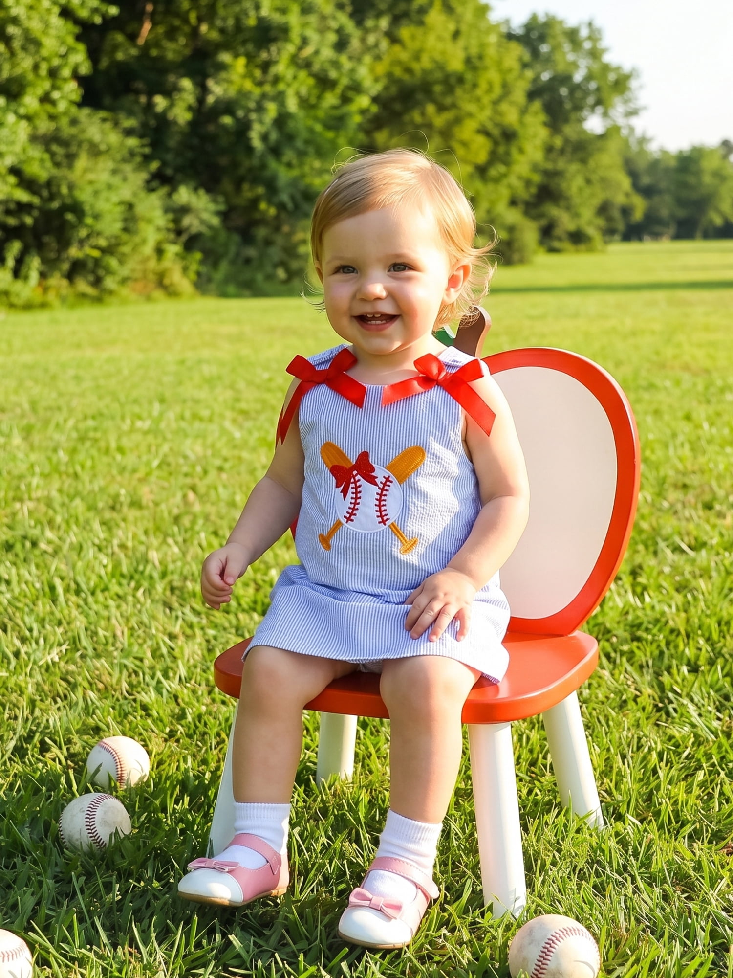 BemeyourBBs Toddler Baby Girl Summer Striped Tank Dress Overalls 6 12 18 24 Months 2 3 4 5  Years Cute Baseball Embroidery Cute Bow Sleeveless Overalls Casual Dress