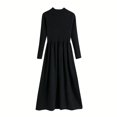 thumbnail image 1 of Robe Femme Col Montant Automne Hiver Col Roulé Manches Longues Ligne A Robe Tricotée Élégante Vêtements Adultes Femme Noir Taille Unique, 1 of 7