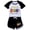 Black, variant on Girl set short sleeved set Rainbow high children's girl short sleeved T-shirt shorts sports set movie, TV game cartoon children's fashion casual set, suitable for children aged 5-13