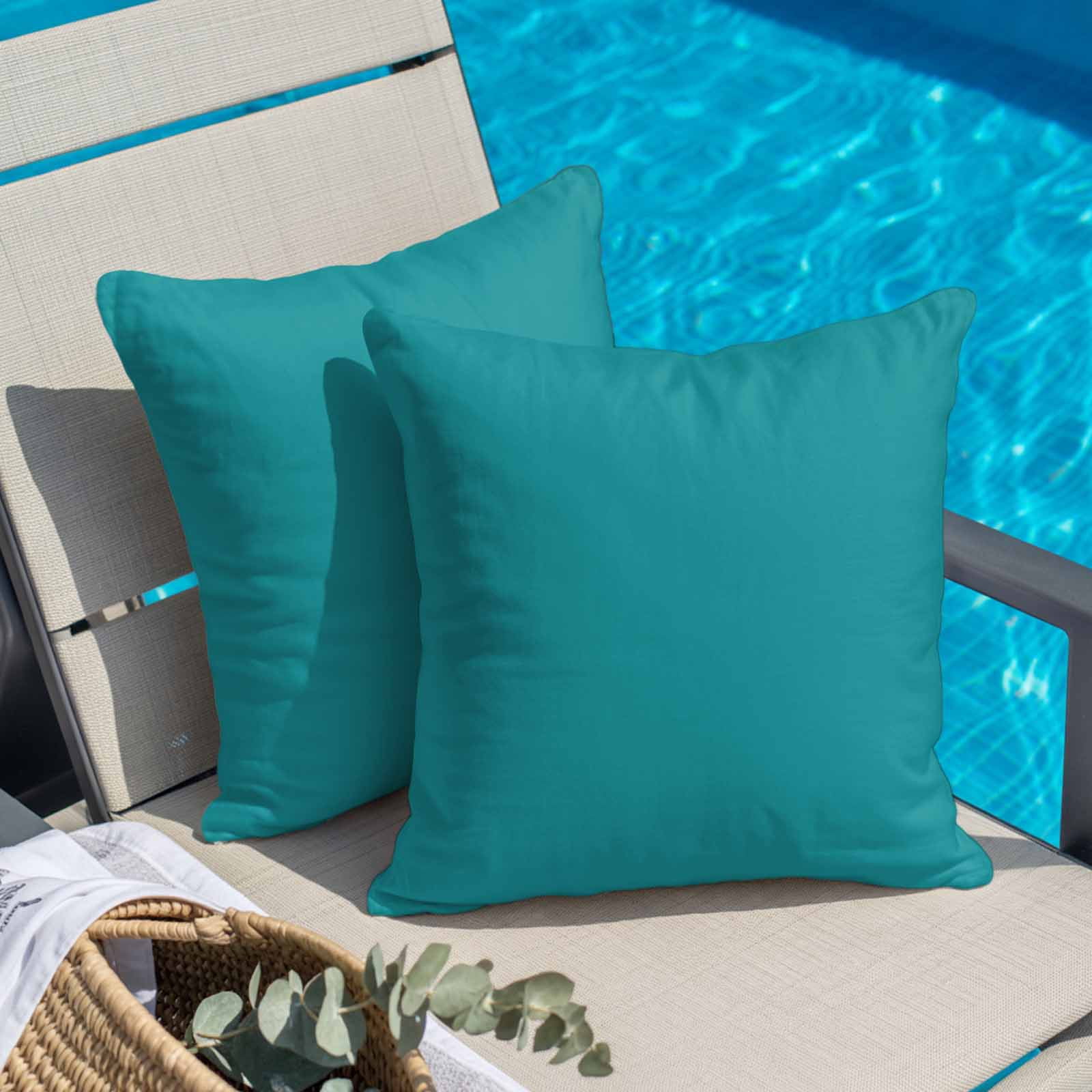 Throw Pillow Covers 20 x 20 Inch, Teal Cotton Linen Pillows Cases, Turquoise Pure Teal Square Cushion Covers for Couch Sofa Bed