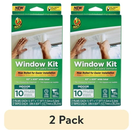 (2 pack) Duck Brand 62 in. x 420 in. Rolled Window Insulation Film Kit, Fits up to 10 Windows