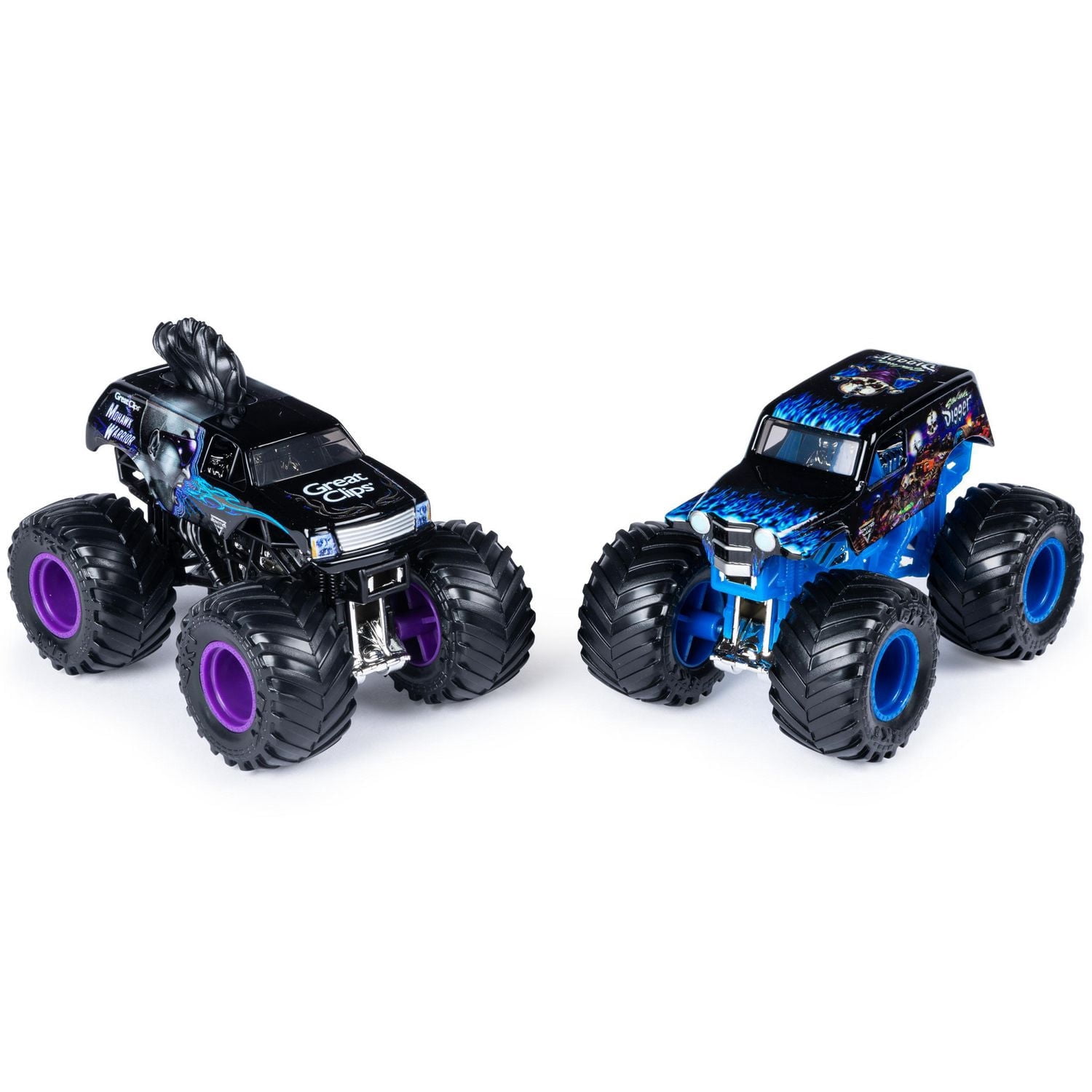 Monster Jam, Coffret de 2 véhicules authentiques Son-uva Digger vs Mohawk Warrior, Monster trucks en métal moulé à l'échelle 1:64