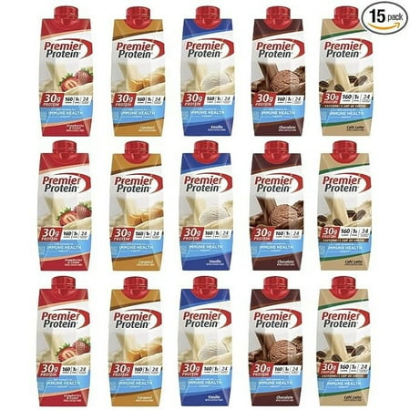 Premier Protein Shake, High Protein Shake Assorted Variety Pack Sampler - 11 Fl Oz ((5 Flavor - Pack of 15))