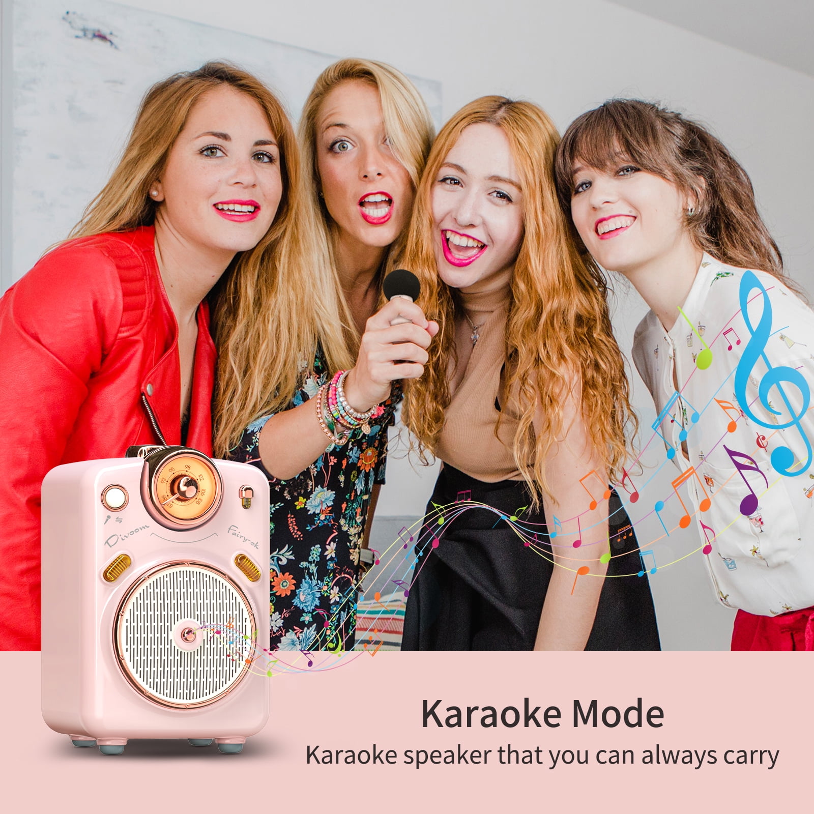 Divoom Fairy-OK Wireless Portable Karaoke Microphone Bluetooth Speaker, Green