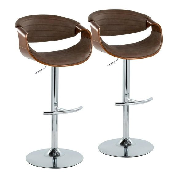 LumiSource Symphony Adjustable Barstool - Set of 2 in Chrome Metal