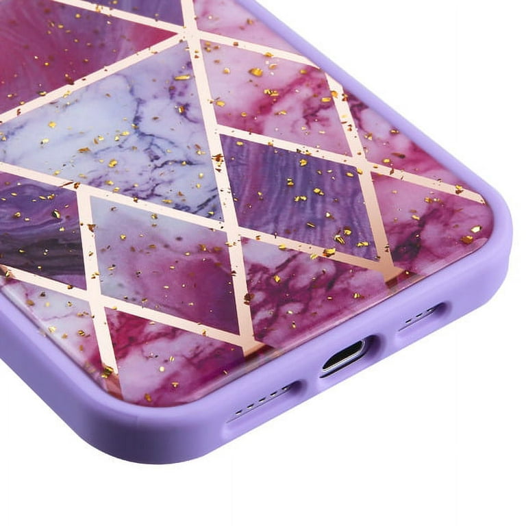 Apple iPhone 12 Pro, iPhone 12 /6.1 Phone Case MarbleSparkle Glitter  [Shock Absorbing] Protection Hybrid PC/TPU Protective Cover Purple for  Apple iPhone 12 /12 Pro 