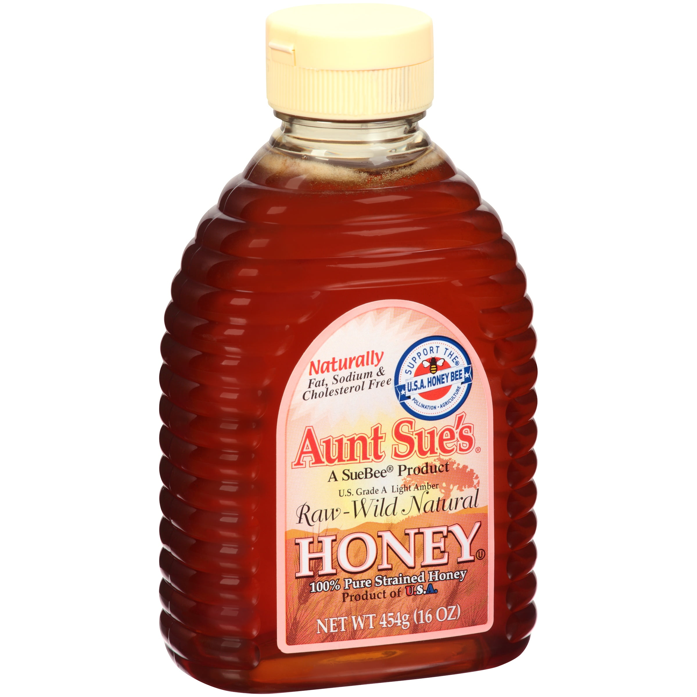 Aunt Sue's Raw Wild Natural Honey 16 oz. Squeeze Bottle by Sioux Honey Ass'n