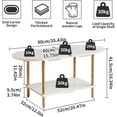 thumbnail image 3 of Oval Coffee Table White, Small Wooden Coffee Table for Small Space, Splicing Design 35 * 16 * 17in, 2 Tier Center Table for Living Room White, 3 of 12