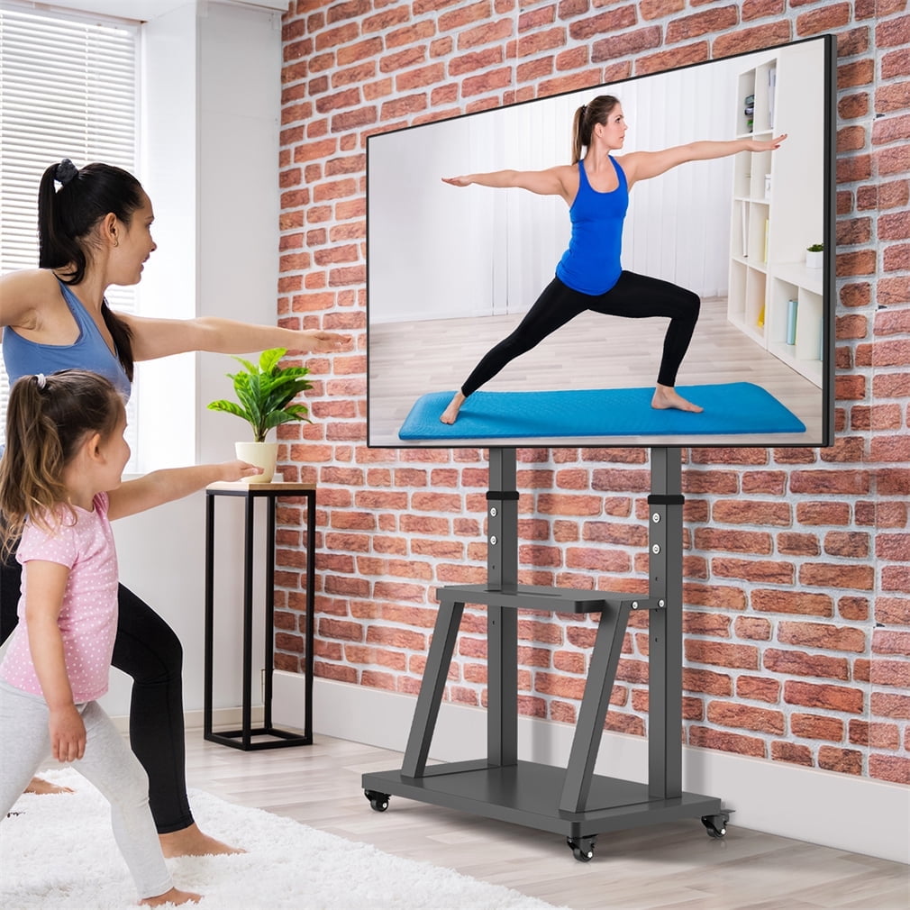 Wisfor 32-100" Rolling Floor TV Stand Height Adjustable TV Mount Bracket,176lb Loading,800X600mm VESA