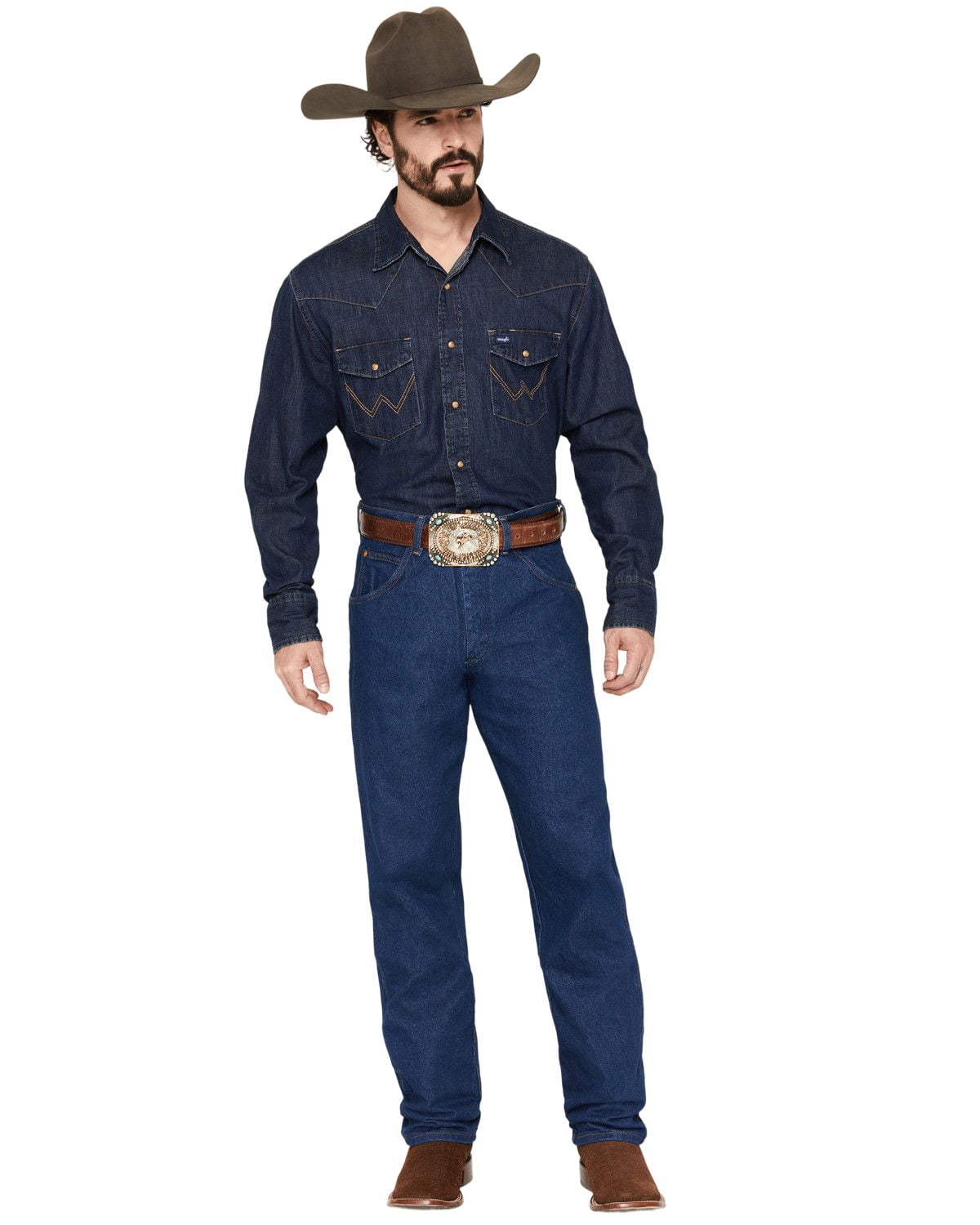 Wrangler Men's Wrancher Dress Jeans Hthr Blue 36W x 34L - Walmart.com