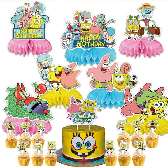 SpongeBob SquarePants Party Supplies Table Toppers Honeycomb Centerpieces Cake Toppers Decorations for Birthday