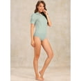 thumbnail image 3 of DARING DIVA Office Blouse Button Down Short Sleeve Bodysuit M Light Green, 3 of 6