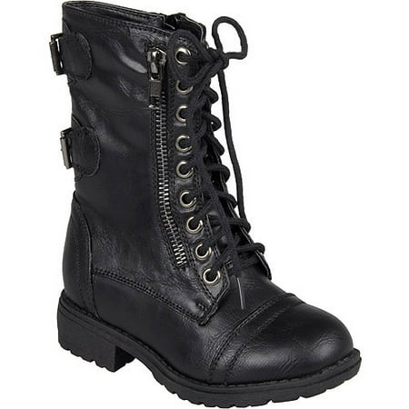 Brinley Co. Kids Lace-up Buckle Detail Boots