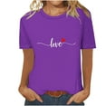 thumbnail image 2 of Fartey Womens Love Heart Graphic Tees Fashion Valentine's Day Short Sleeve Tops Soft Comfy Crewneck Casual T Shirts Loose Fit Holiday Blouses 2025 Purple S-3XL, 2 of 4