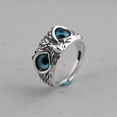 thumbnail image 1 of 925 Sterling Silver Demon Eye Owl Ring Demon Ring Retro Open Adjustable Owl Ring, 1 of 9