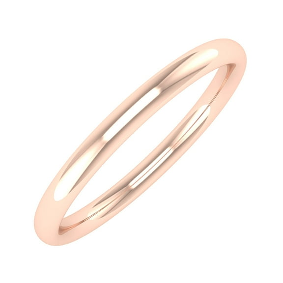 14K Rose Gold 2mm Plain Wedding Band (Ring Size 5.5)