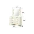 thumbnail image 3 of LiviNest Modern Bedroom Set Queen: 4-Piece Upholstered Bedroom Suite - Integrated Lighting & 11 Soft-Close Drawers for Master Bedroom - Beige with Gold Accents, 3 of 6