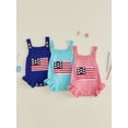 thumbnail image 3 of BemeyourBBs Newborn Baby Girl Boy 4th of July Outfit Independent Day Patriot Clothes Knit Sweater Romper Overalls Flag Sleeveless Bodysuit Jumpsuit Infant Baby Girl Boy Summer Clothes, 3 of 9