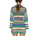 thumbnail image 4 of Women Long Sleeve Crochet Dress Boho Casual Hollow Out Striped Short Dress Knit Sweater Mini Dress, 4 of 7