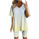 thumbnail image 1 of Blusas para las Mujeres Casual, Cuello en V de Manga Corta Impresa Superior Y Suelto Pantalones Cortos, Conjuntos de Moda de Verano, 1 of 4