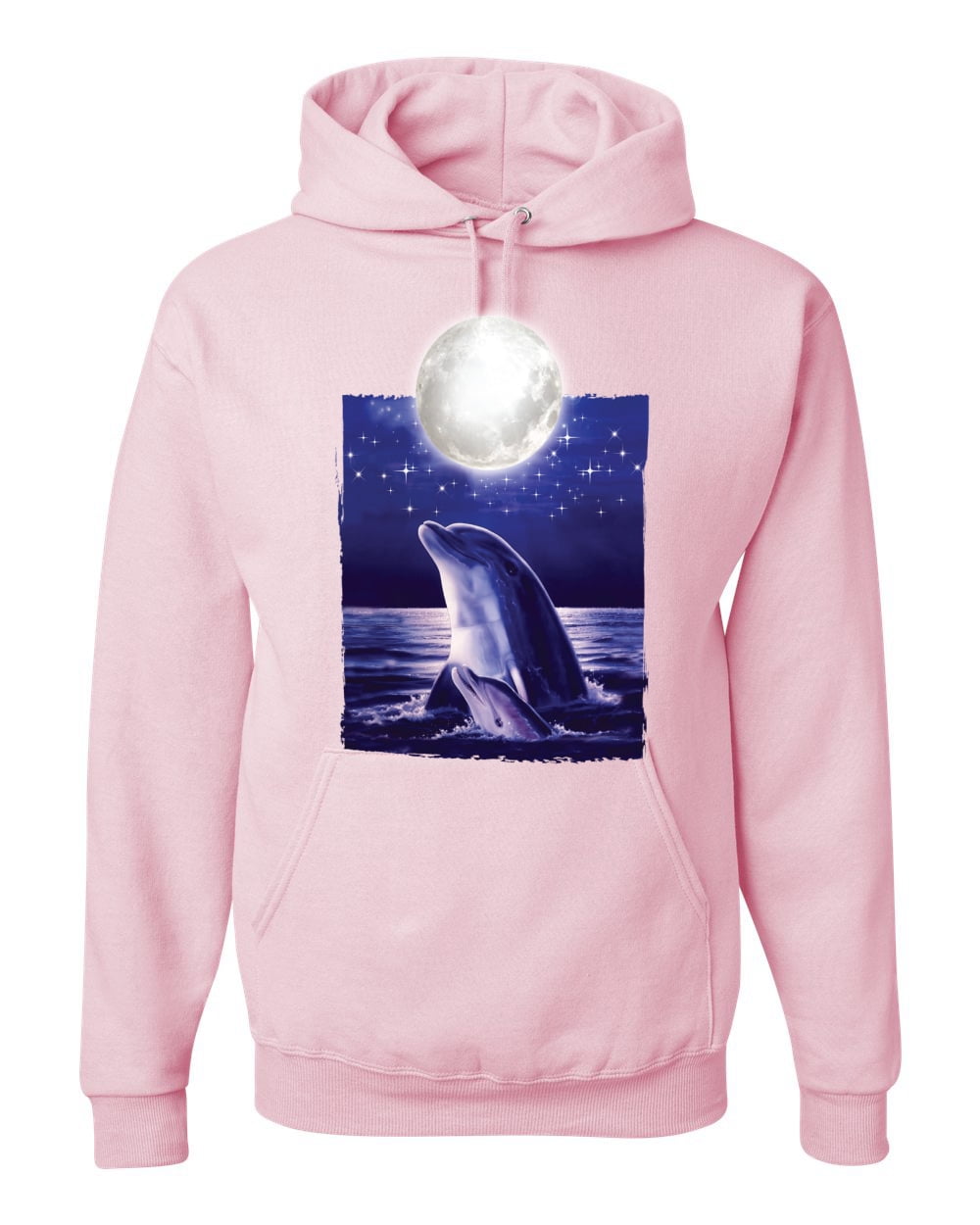 Nautical Full Moon Bottlenose Dolphin Fashion Graphic Hoodie Sweatshirt