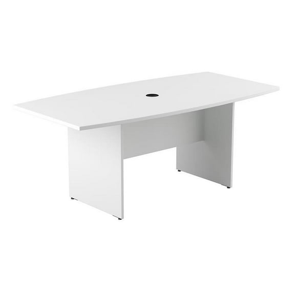 72W x 36D Conference Table with Wood Base in White - Engineered Wood