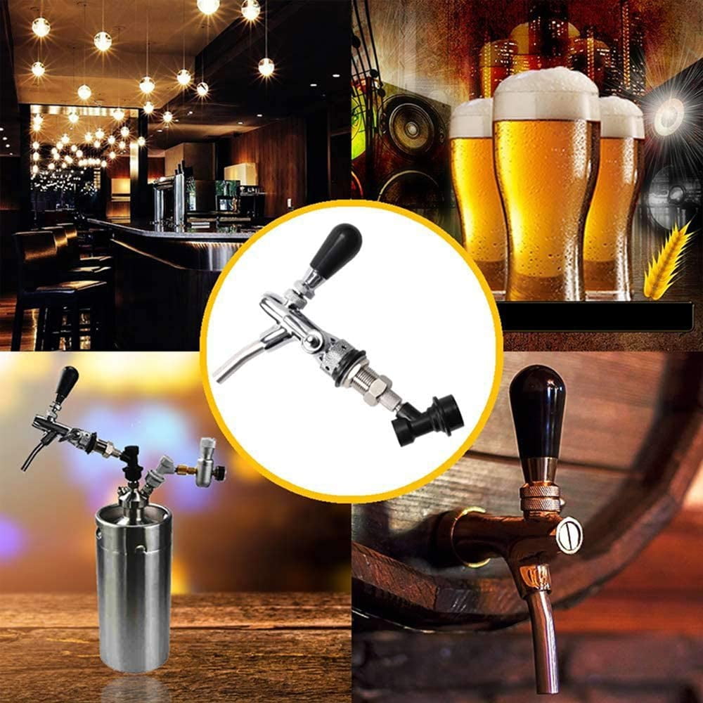 YIHOR Adjustable Beer Tap Faucet Stainless Steel Draft Beer Faucet Flow Controller Chrome Plating Shank G5/8 Tap Keg for Kegerator