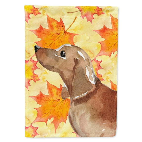 Red Tan Dachshund Fall Garden Flag