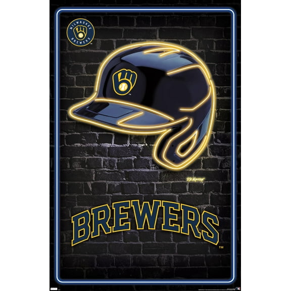 MLB Milwaukee Brewers - Neon Helmet 23 Wall Poster, 22.375" x 34"