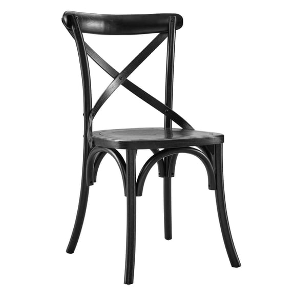 Maklaine Contemporary Elm Wood Dining Side Chair in Black Finish