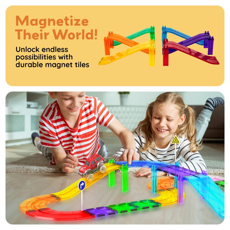 PicassoTiles Magnetic Race Track Expansion Set, 6 Pieces photo 4