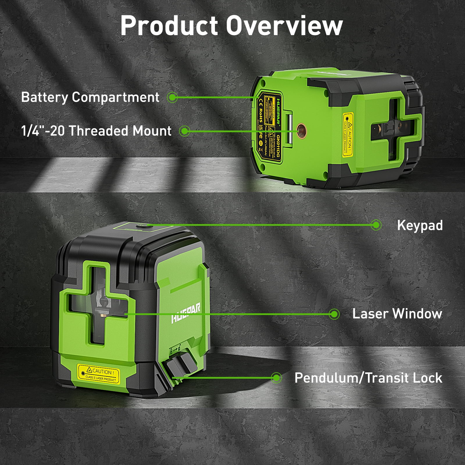 Self-leveling Laser Level, Green Cross Line Laser Level Tools for Home DIY Picture Hanging with 360° Magnetic Bracket and Carrying Bag