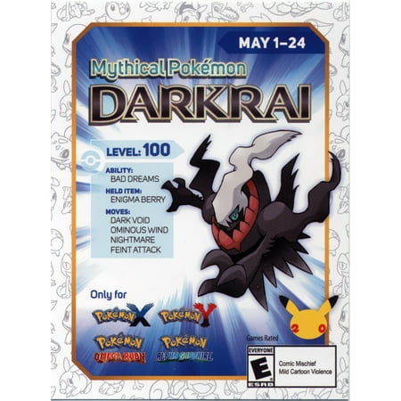 pokemon x y 3ds mythical darkrai code card walmart com