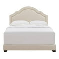 thumbnail image 1 of Accueil en Forme de Dos Rembourré Lit Grand en Lin Beige, 1 of 8